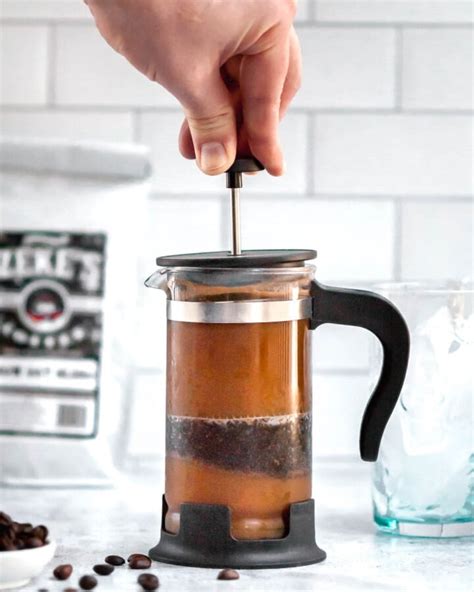 french press brewing.